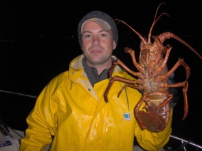 marine biologist with spiny lobster